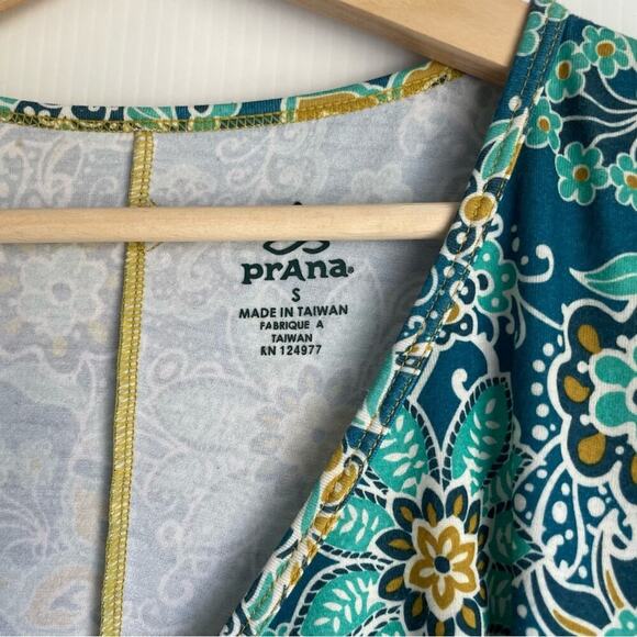 Prana Breath Nadia cafe length sleeve style faux wrap paisley print dress Small - Picture 3 of 10